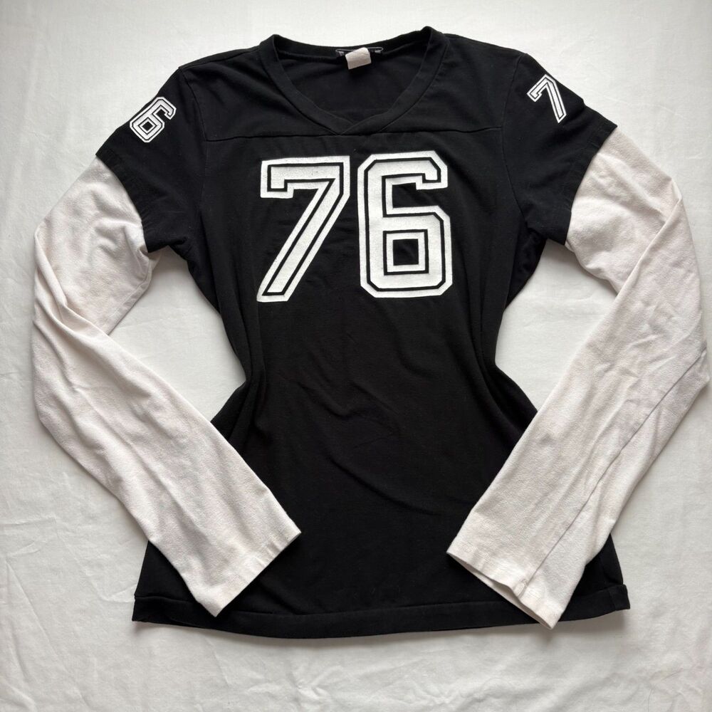 Body Central Y2K Jersey Number Graphic Long Sleeve Cotton Baby Tee Paper Tag M/L